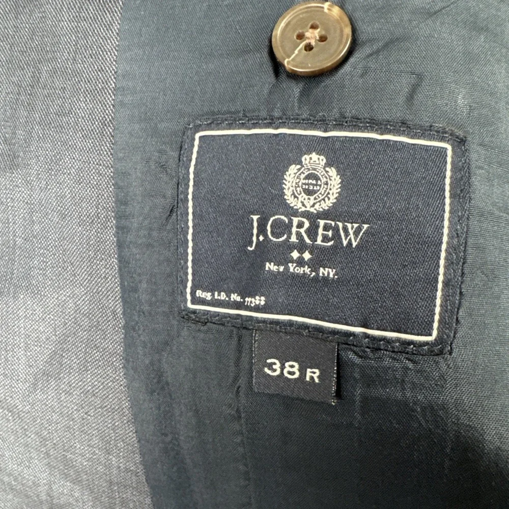 J Crew Thompson Mens Navy blazer Sport Coat  38R Wool Preppy Business Office